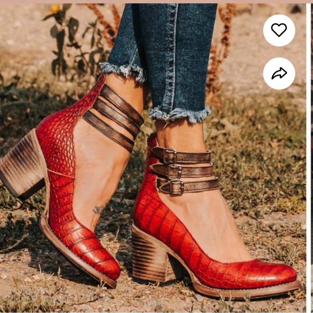 Freebird Randi Red Croco western dress shoes